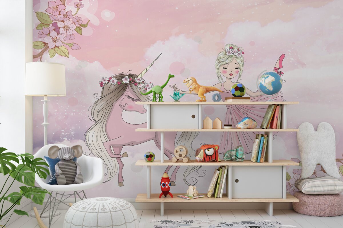 Fototapeta Wróżka tańcząca z jednorożcem