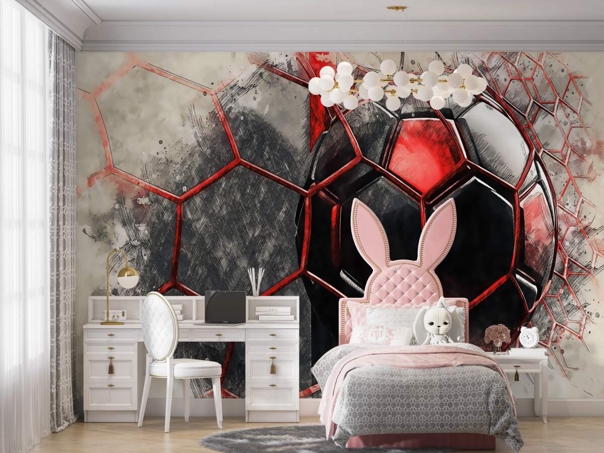 Fototapeta Piłka nożna rozbija siatkę