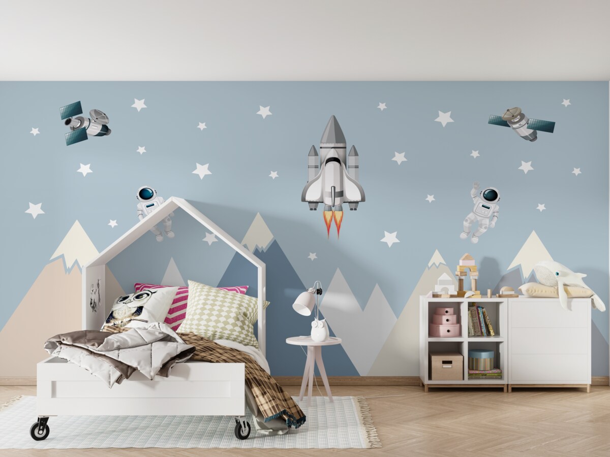 Fototapeta Rakiety i astronauci nad górami