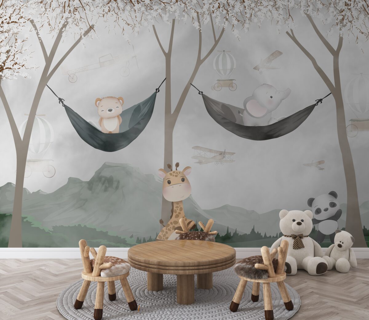 Fototapeta Młodzi mieszkańcy lasu w pobliżu drzew