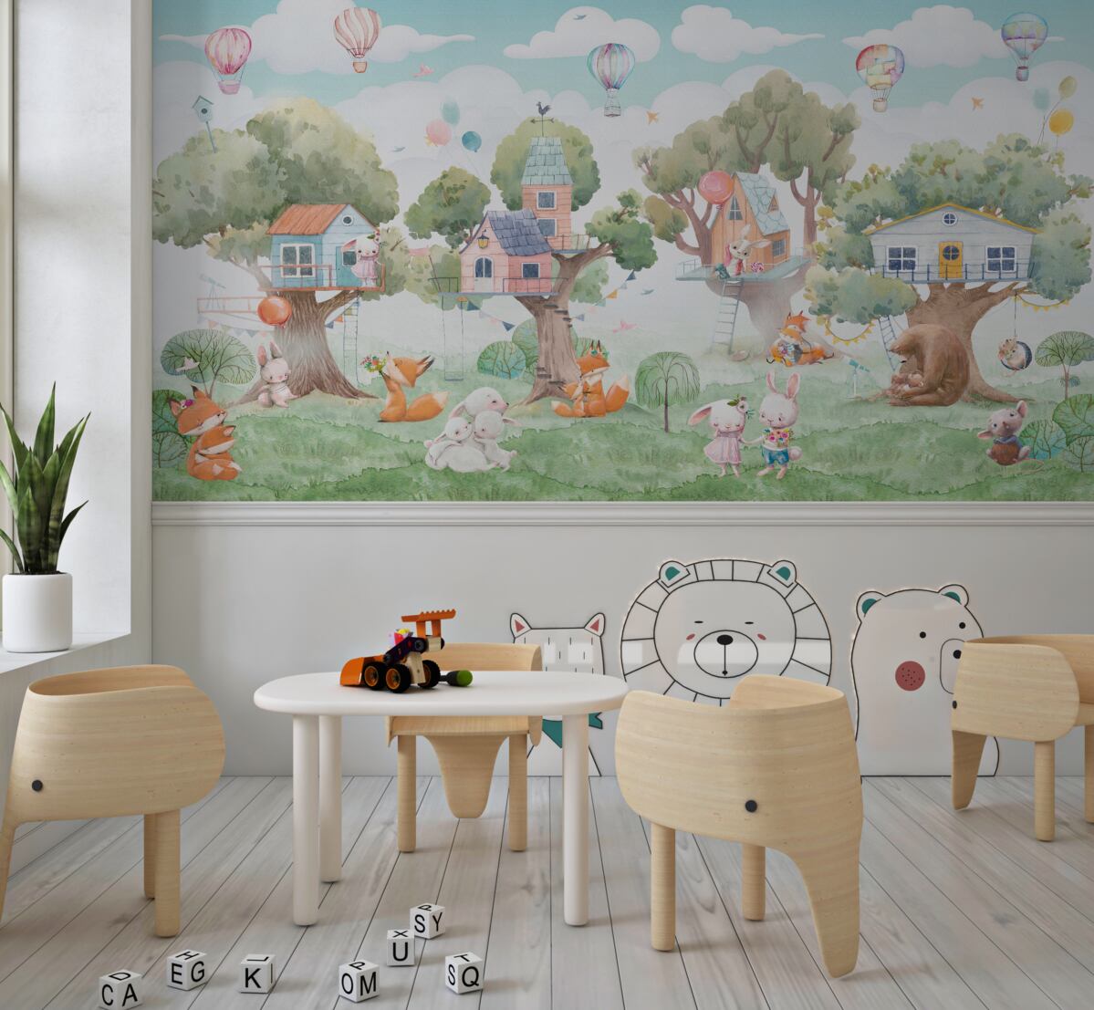 Fototapeta Domki na drzewie młodych mieszkańców