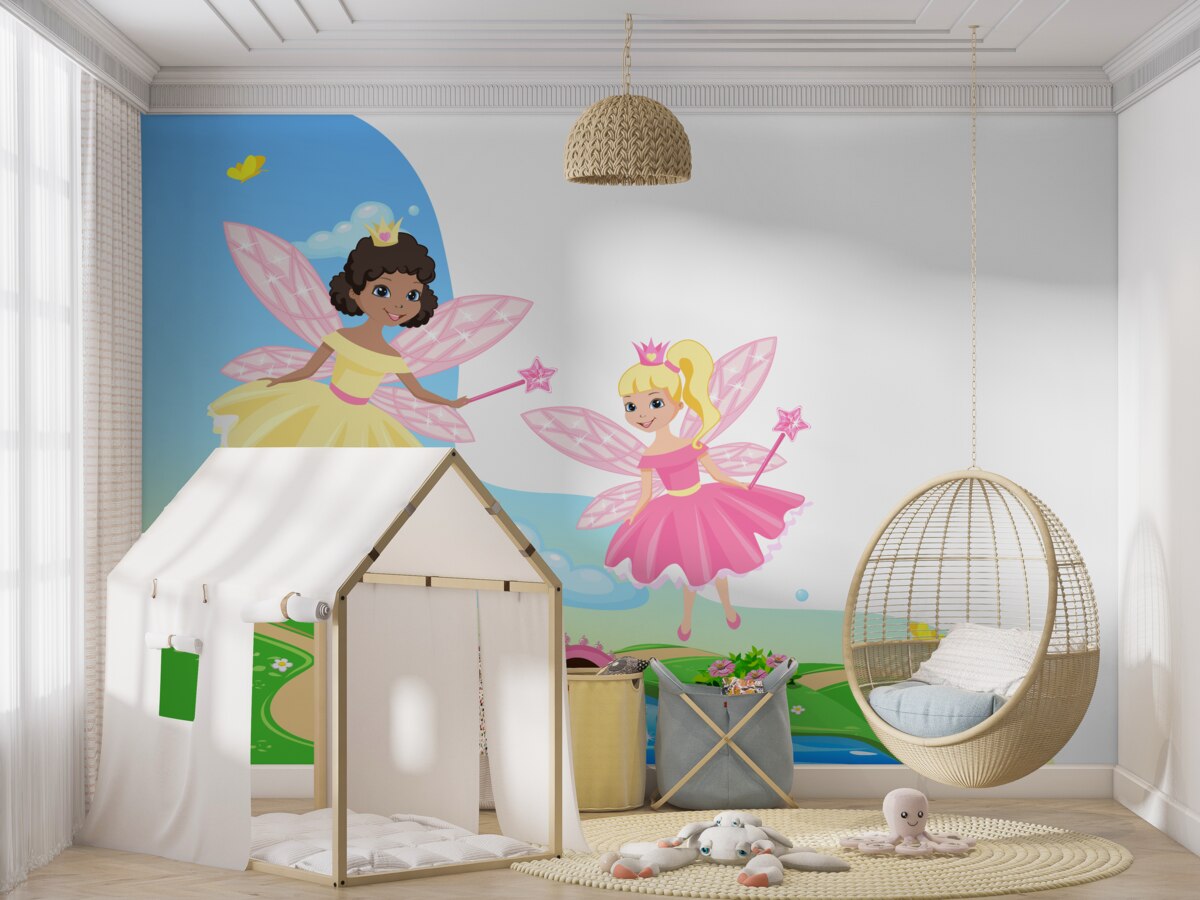 Fototapeta Wróżki nad mostem i tęcze