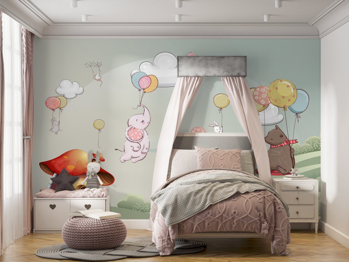 Fototapeta Zwierzęta latają na balonach