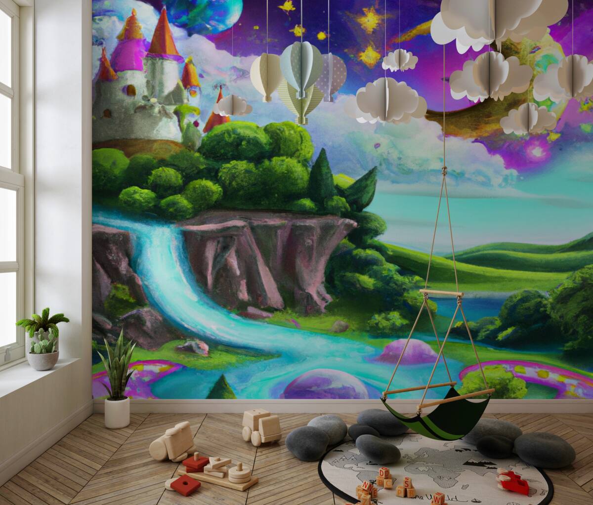 Fototapeta Wodospad obok zamku nie do zdobycia jest fantastyczny