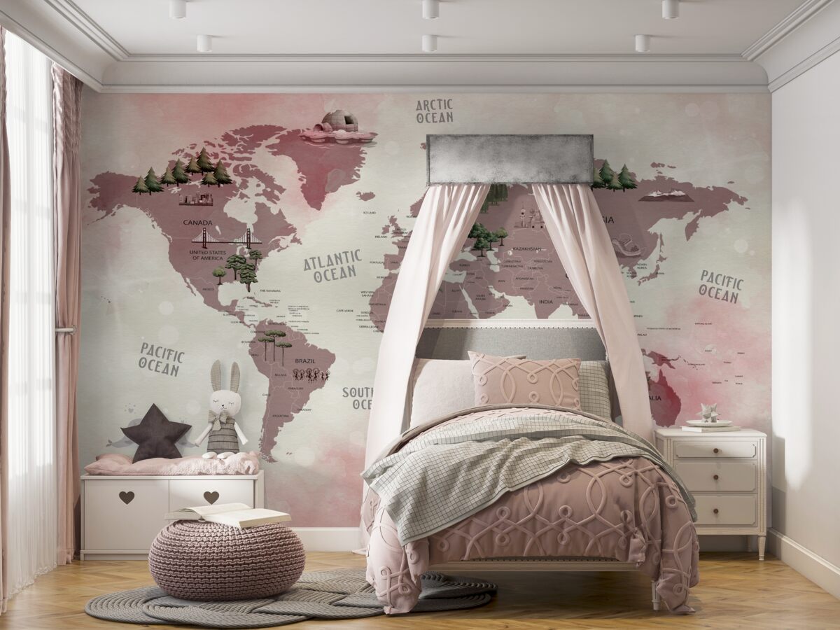 Fototapeta Mapa świata z nazwami lasów