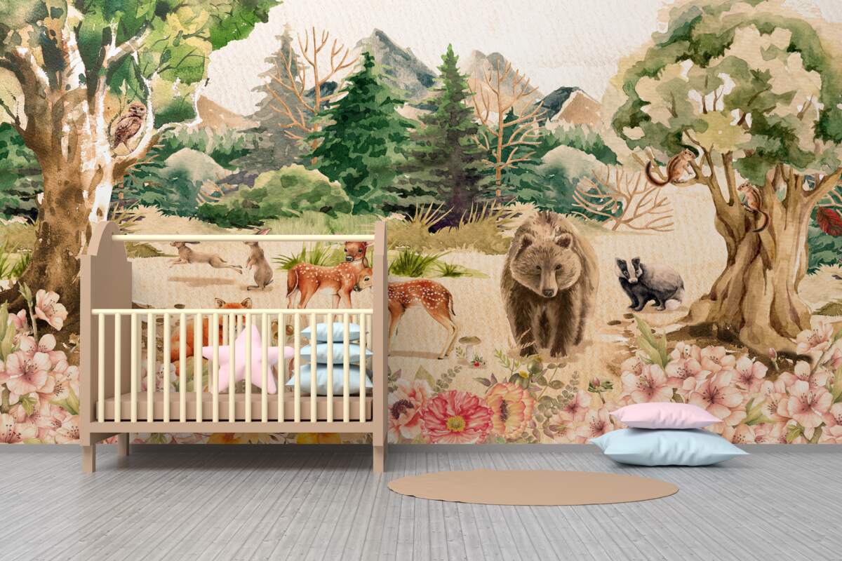 Fototapeta Wiosenny las i zwierzęta po śnie