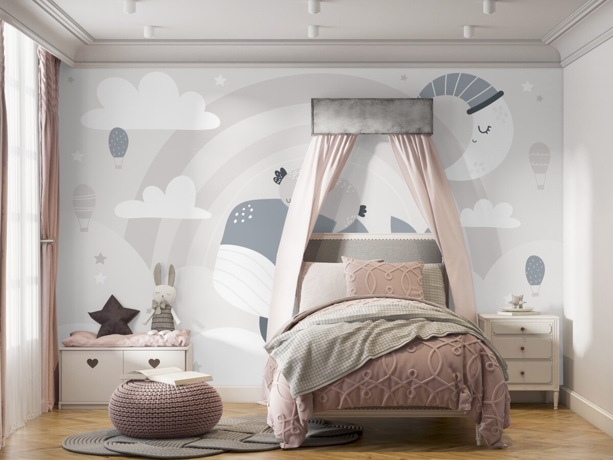 Fototapeta Koala zasypia na wielorybie w chmurach