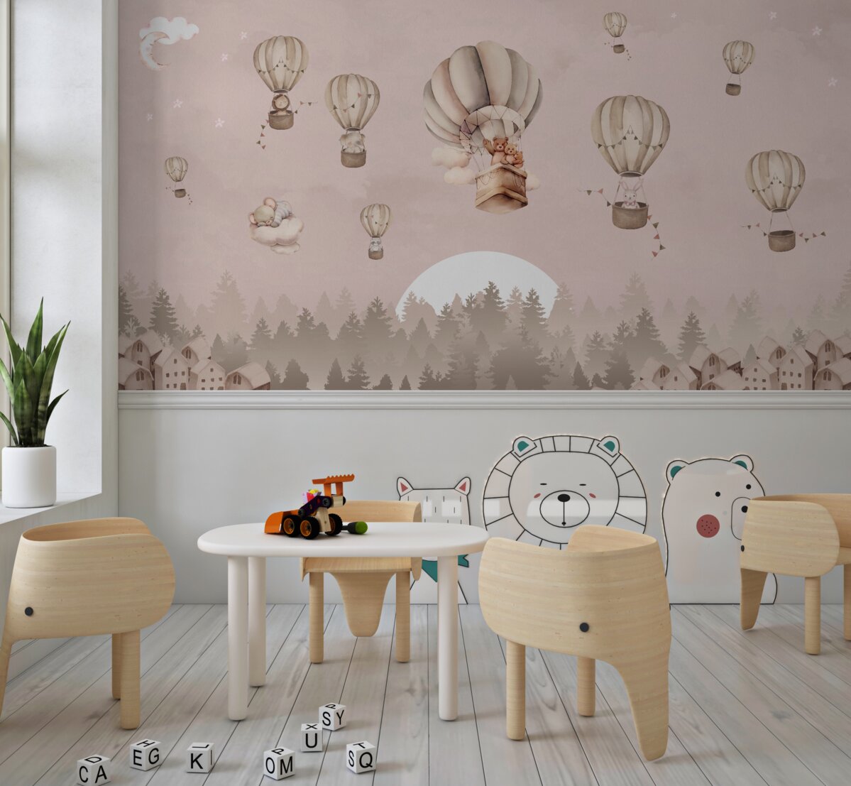 Fototapeta Zwierzęta latają w balonach