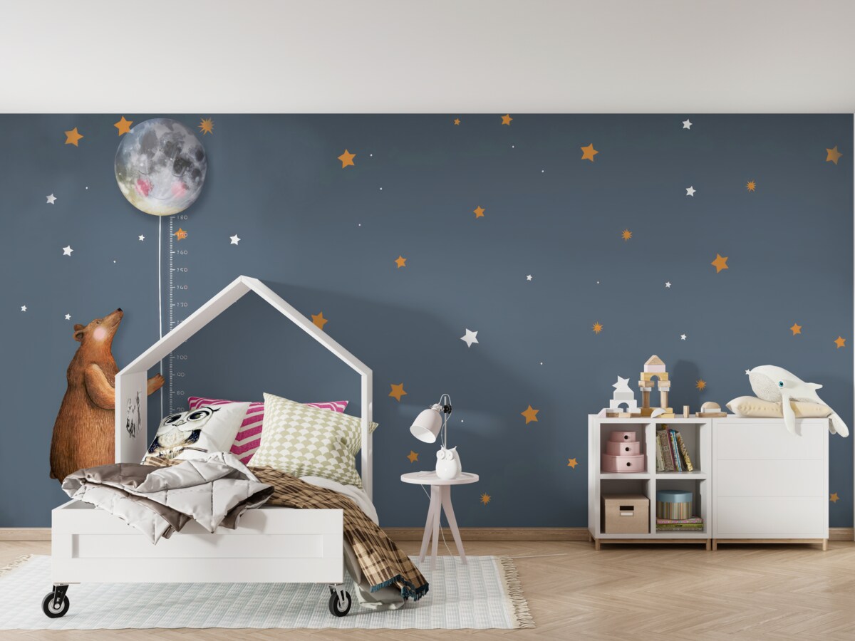 Fototapeta Niedźwiedź umieszcza księżyc na niebie