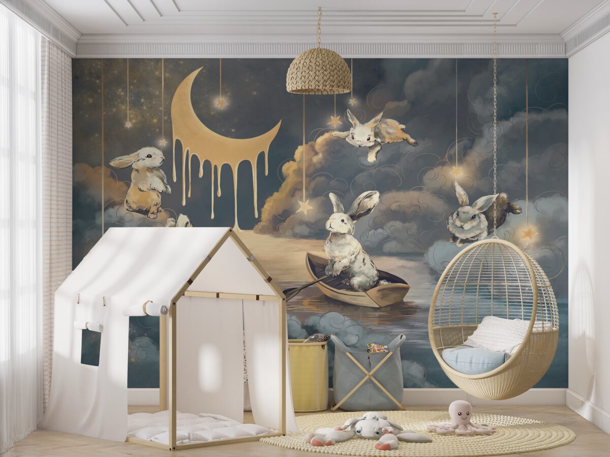 Fototapeta Króliczki zdobią nocne niebo