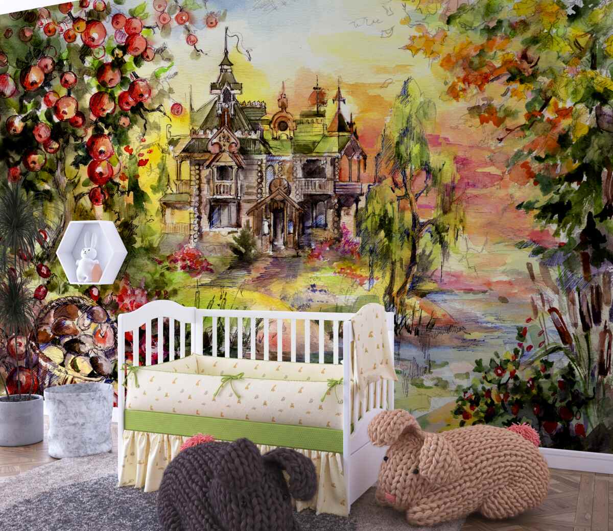 Fototapeta Bajkowy dom nad rzeką w lesie