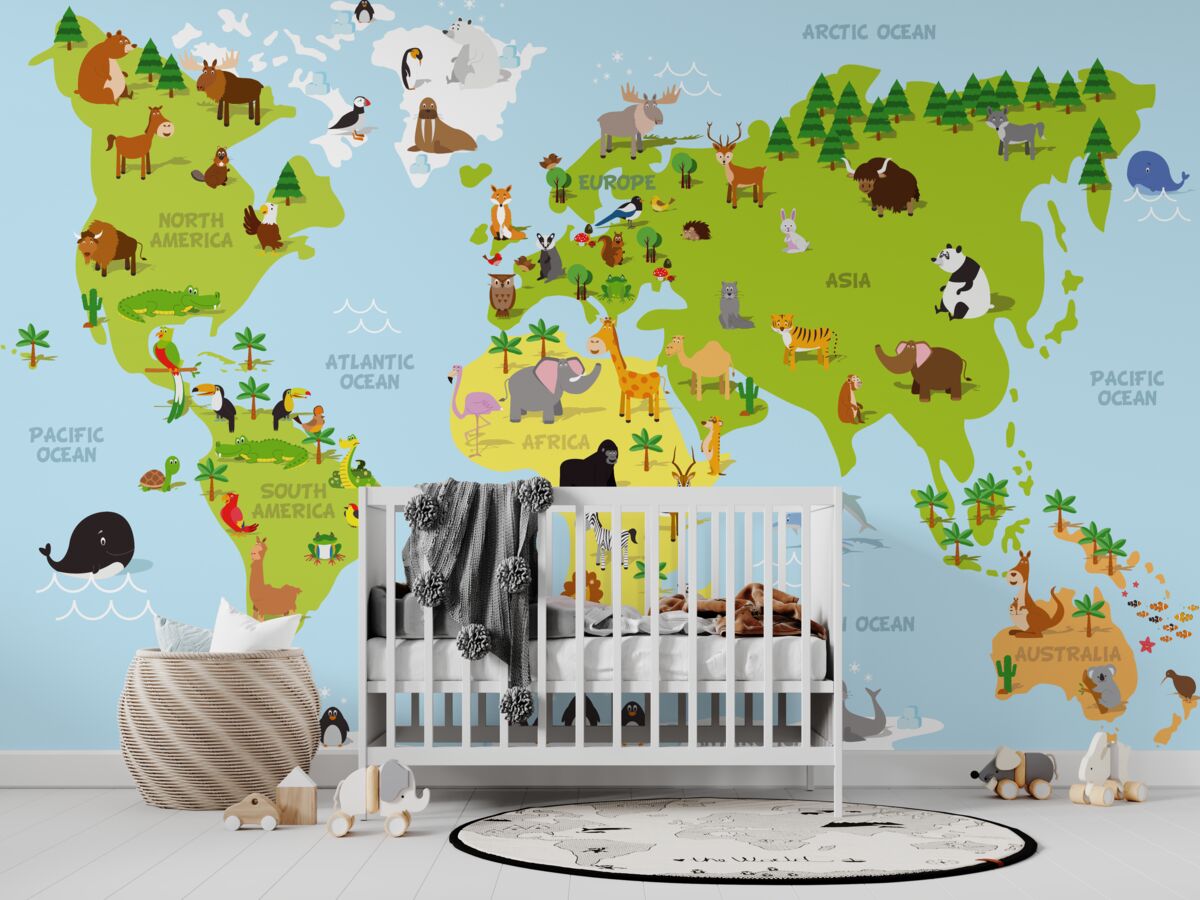 Fototapeta Kontynenty i ich główni mieszkańcy