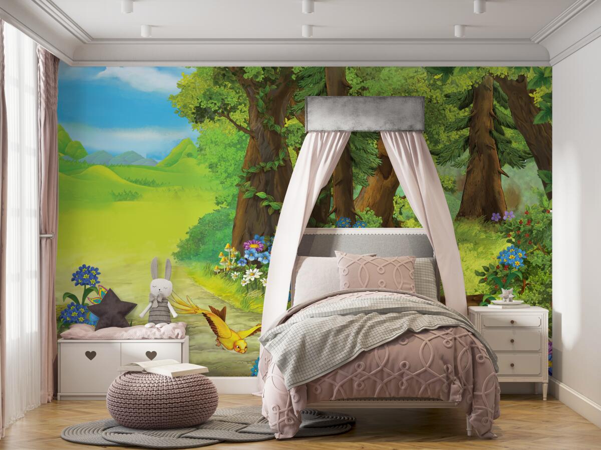 Fototapeta Bajkowy zielony letni las