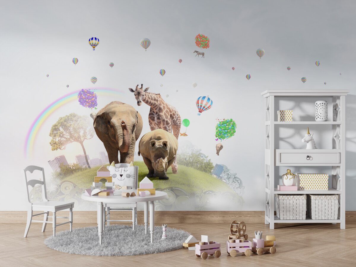 Fototapeta Mieszkańcy Afryki i tęcza