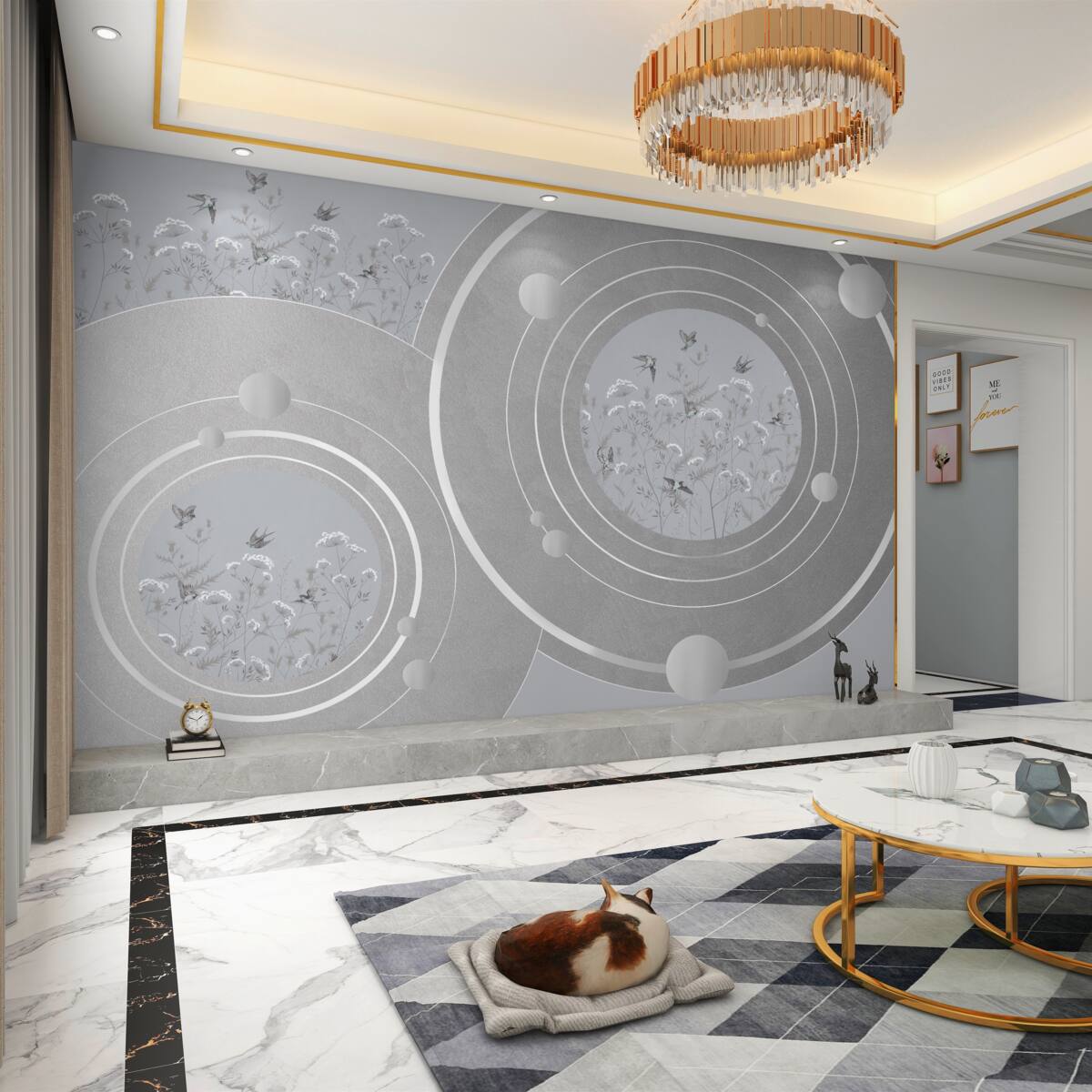 Fototapeta Streszczenie koła i kwiaty