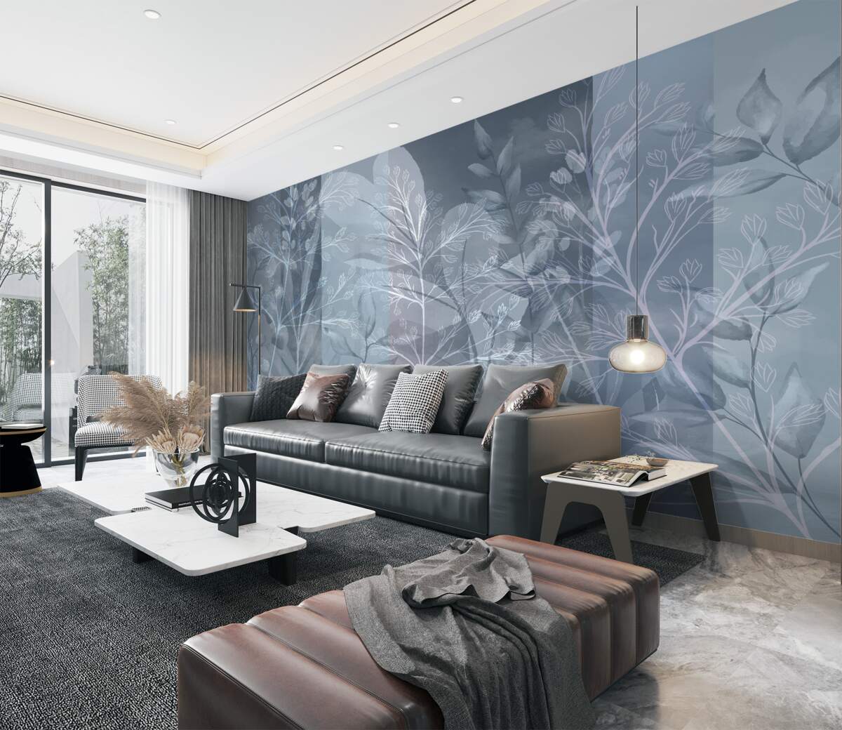 Fototapeta Mgliste krzaki w lesie