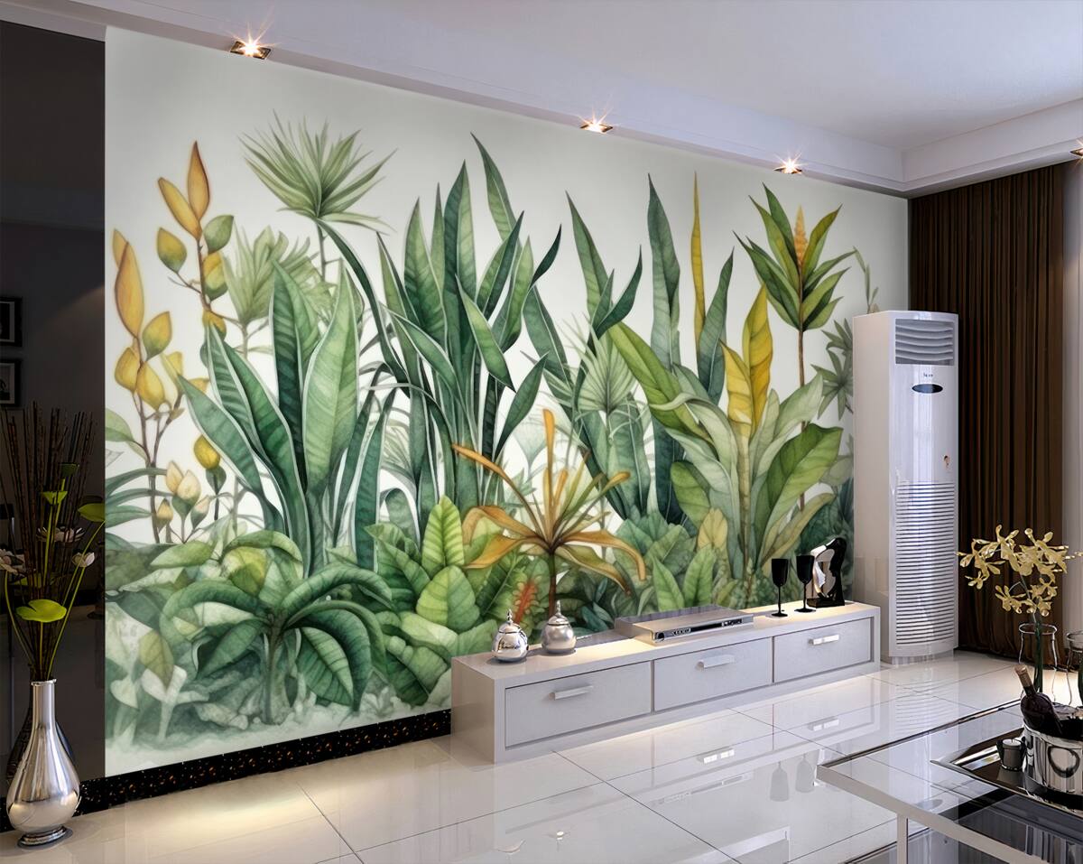 Fototapeta Wysokie krzaki palm w dżungli