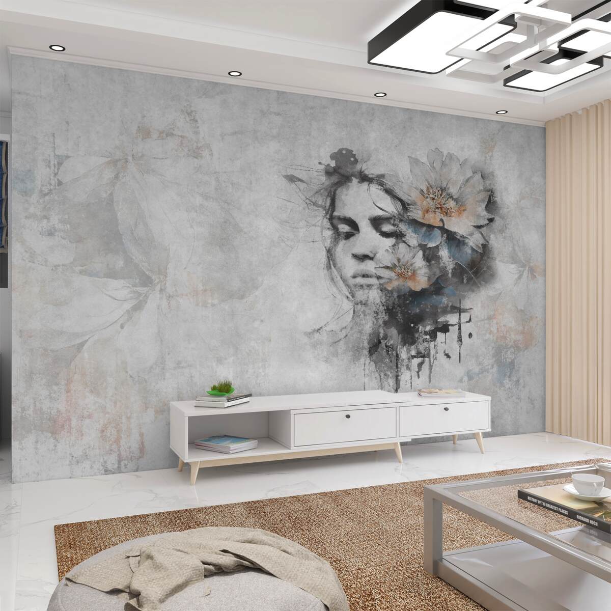 Fototapeta Wizerunek dziewczynki z kwiatami