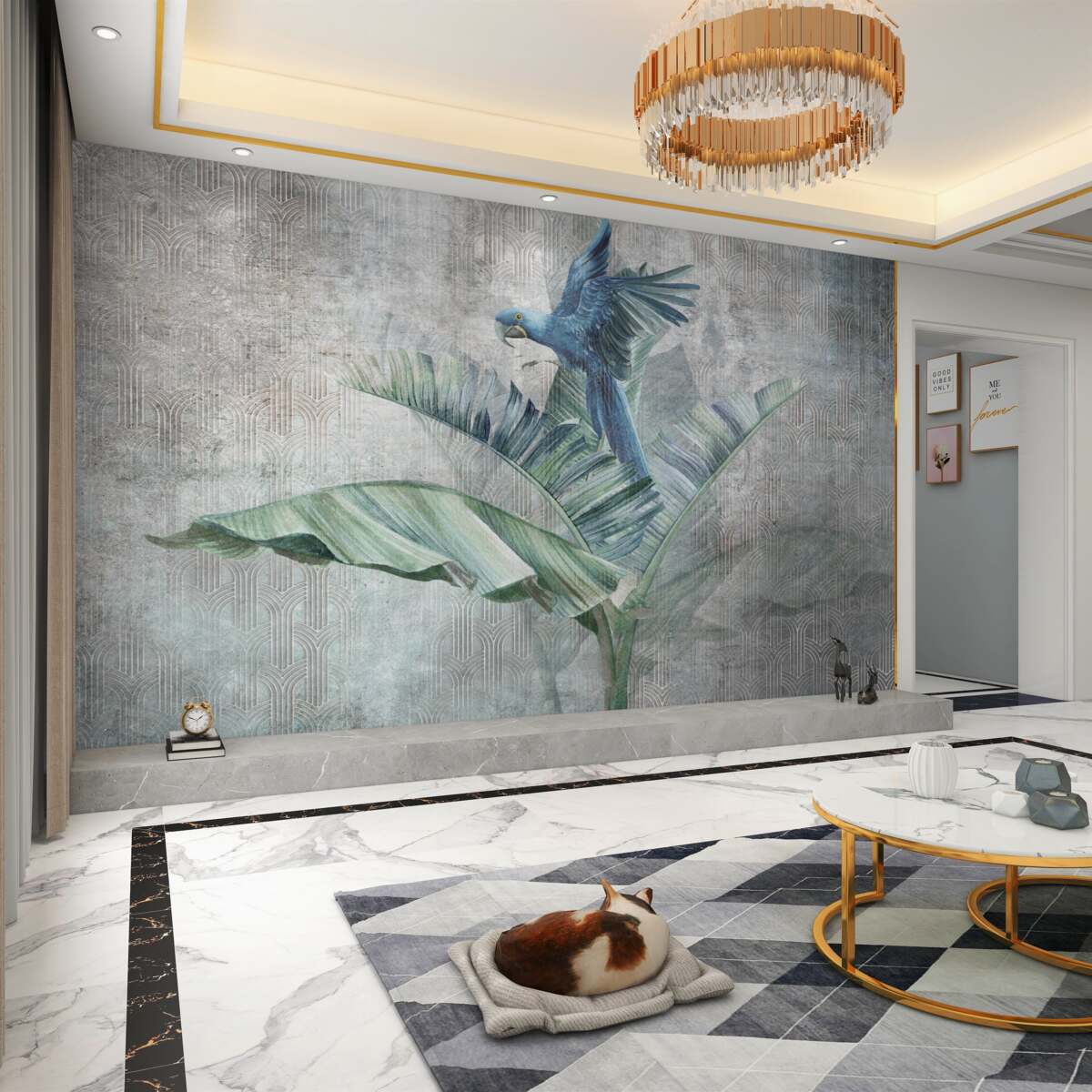 Fototapeta Papuga siedzi na palmie