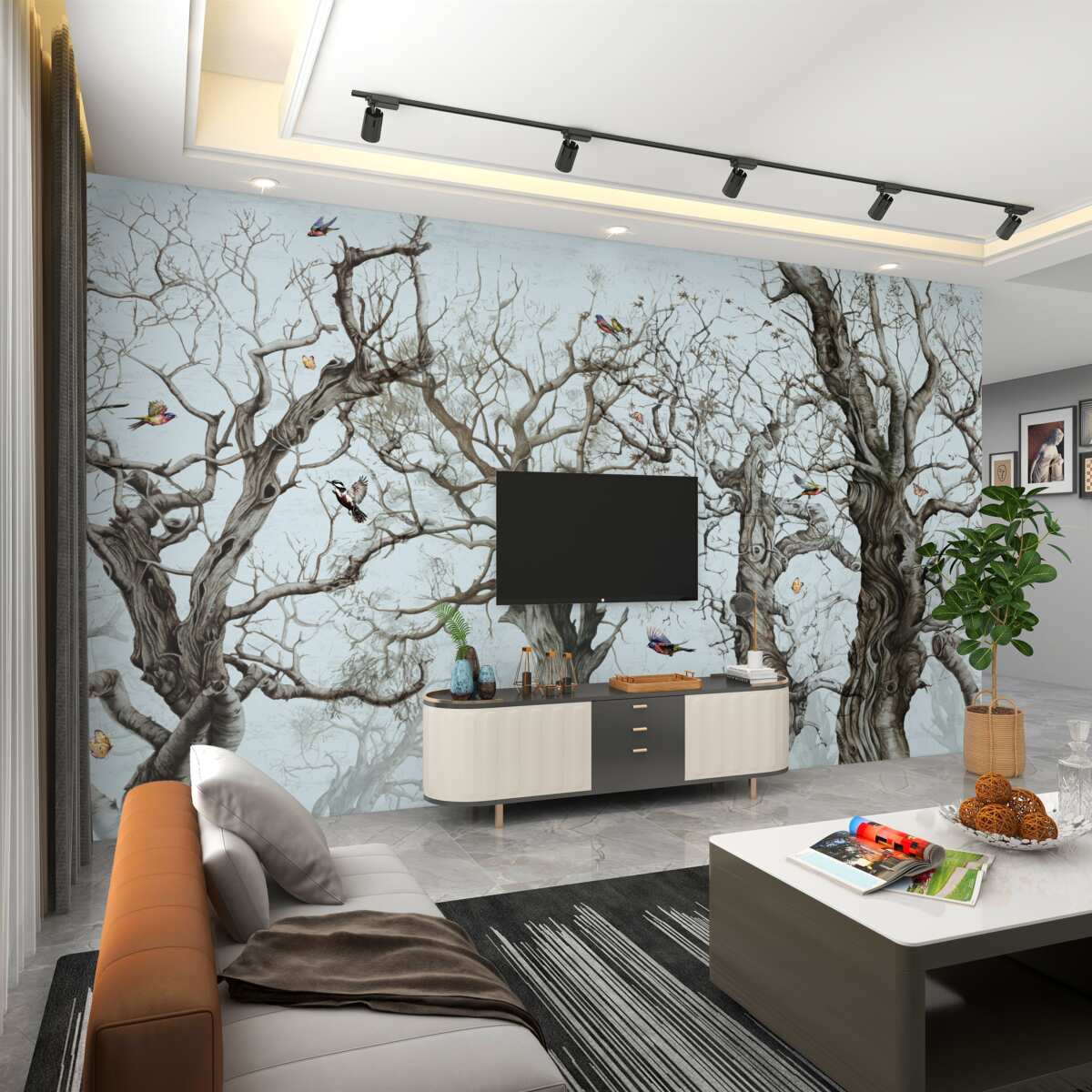 Fototapeta Upadłe jesienne drzewa bez liści