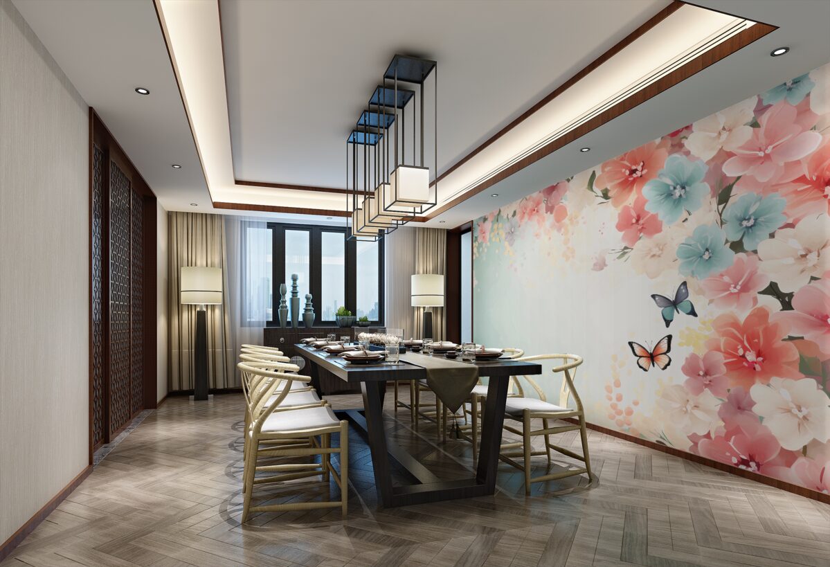 Fototapeta Delikatne bukiety kwiatów i motyli