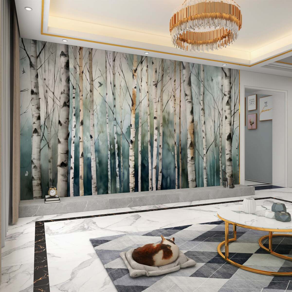 Fototapeta Cienka akwarela brzozowa