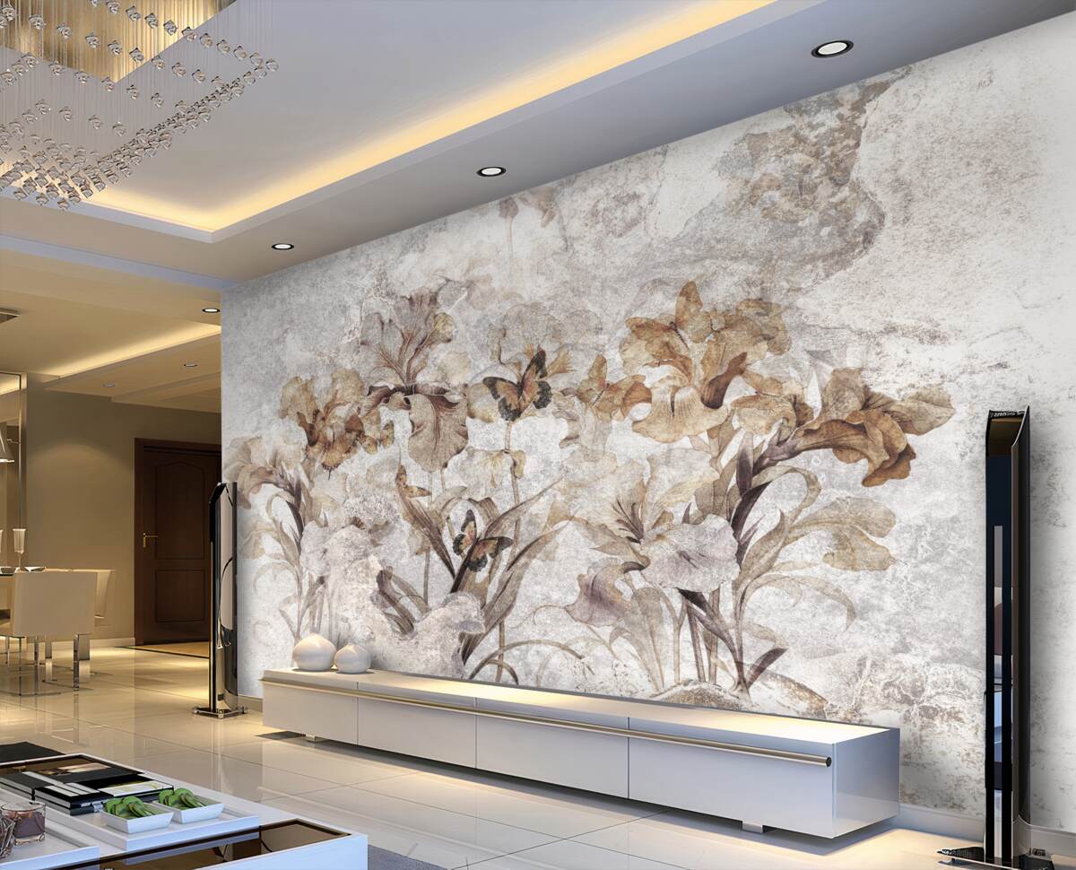 Fototapeta Mgliste jesienne liście i motyle