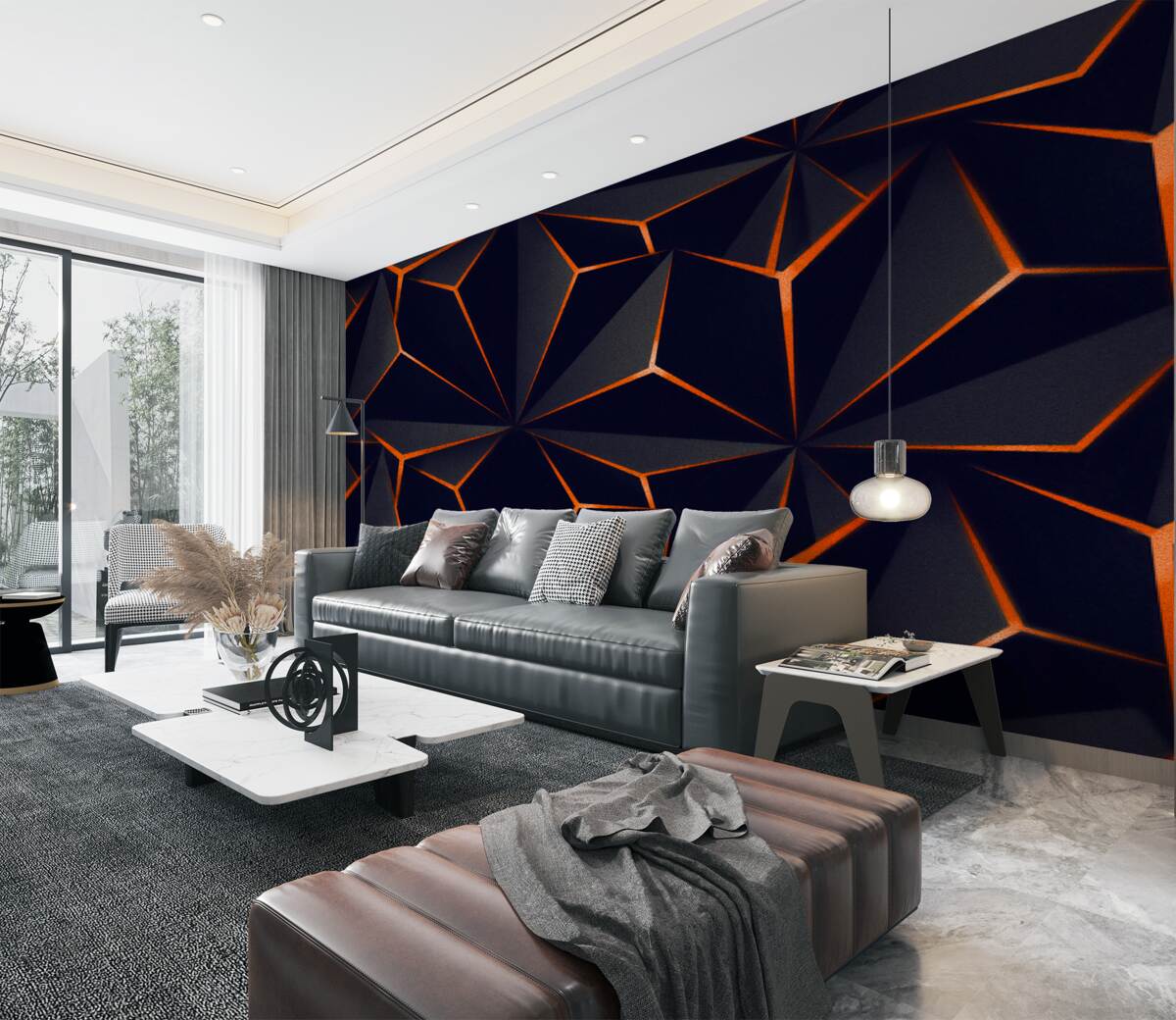 Fototapeta Czarne piramidy z czerwonymi krawędziami