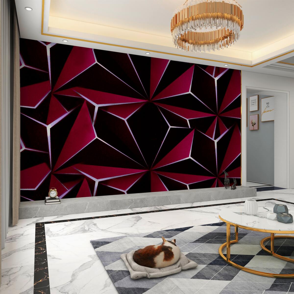 Fototapeta Burgundowe piramidy wolumetryczne