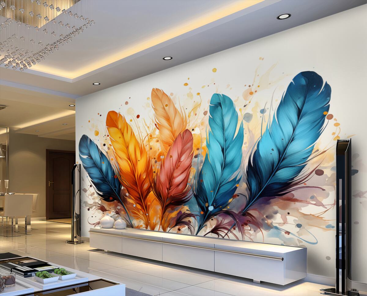 Fototapeta Jesienne kolory puszystych piór