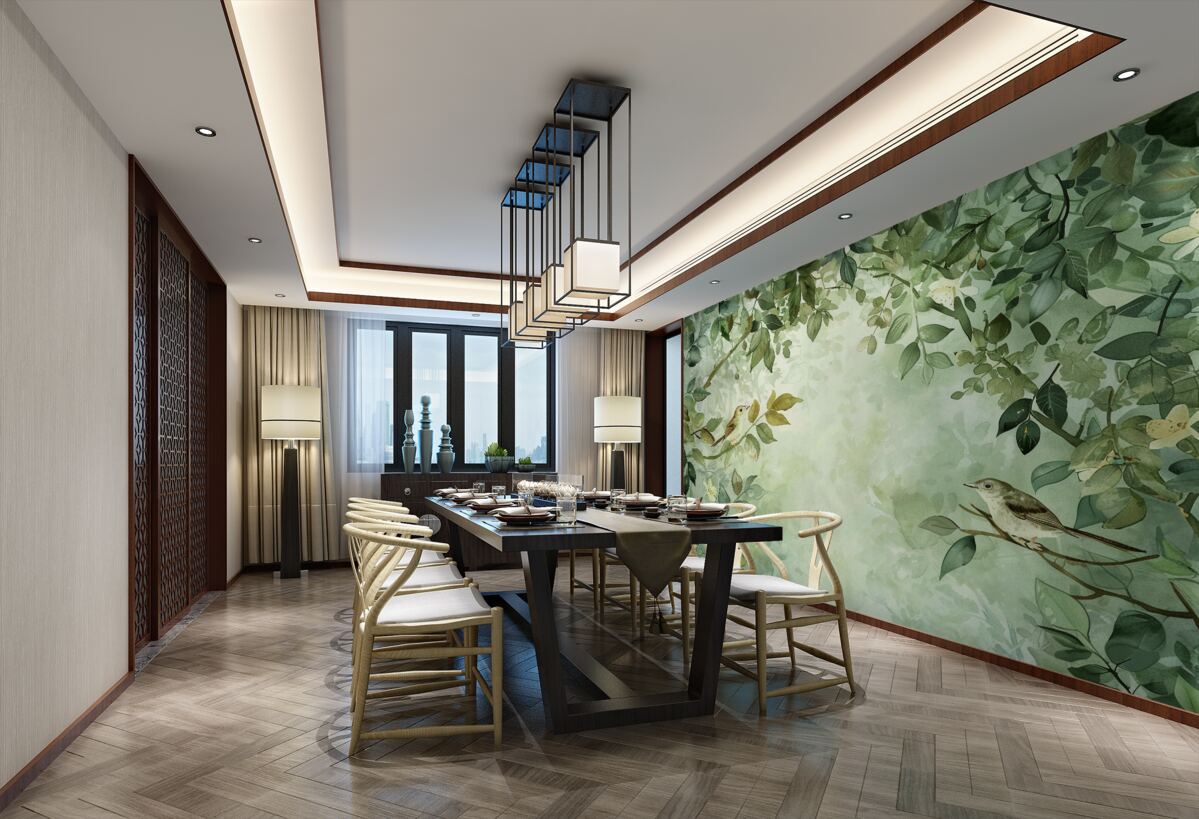 Fototapeta Ptaki w zielonych liściach drzew