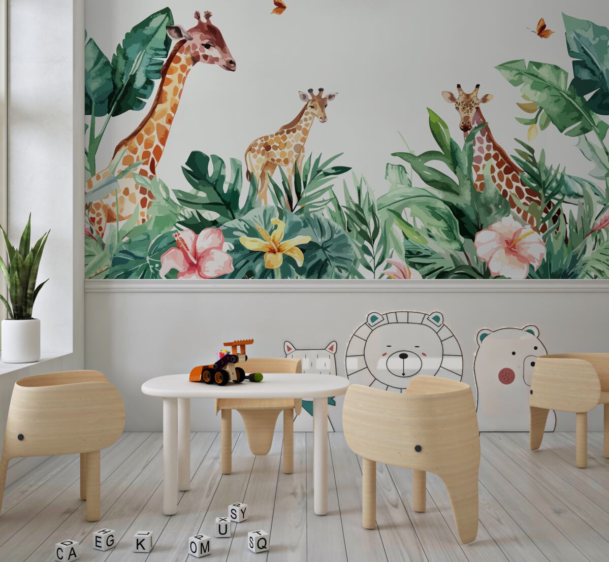 Fototapeta Żyrafy na spacerze w dżungli