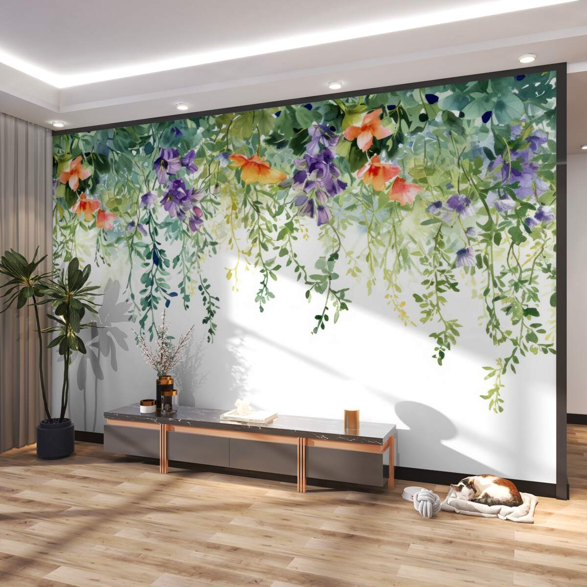 Fototapeta Delikatne, odwrócone kwiaty ogrodowe