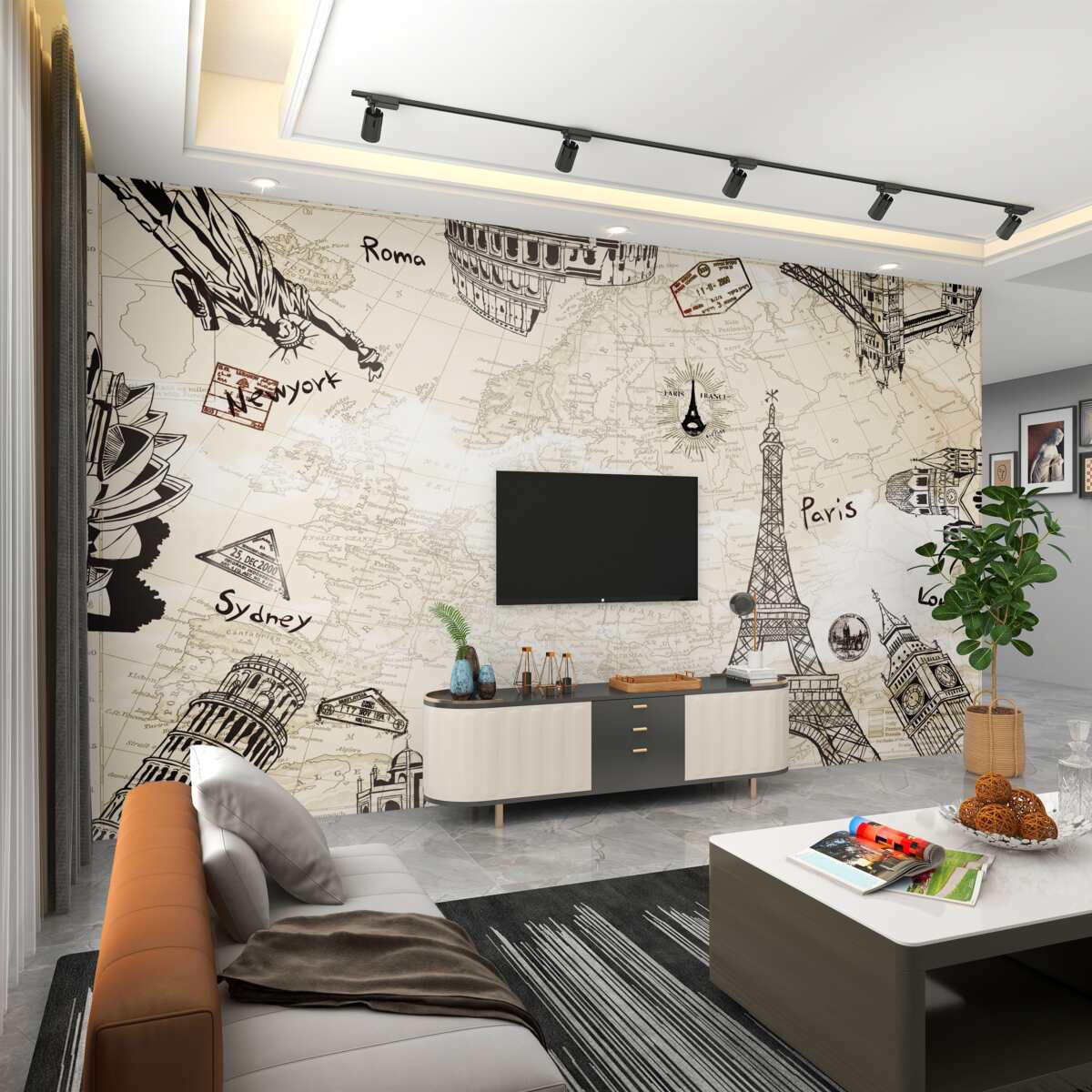 Fototapeta Architektura Europy na mapie