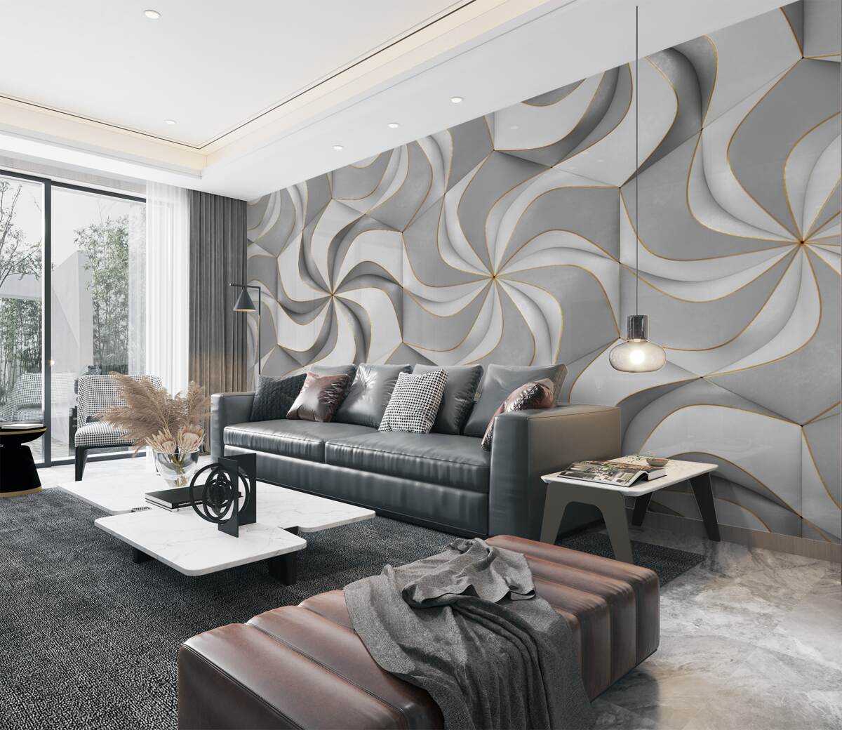 Fototapeta Wirujące szare kółka