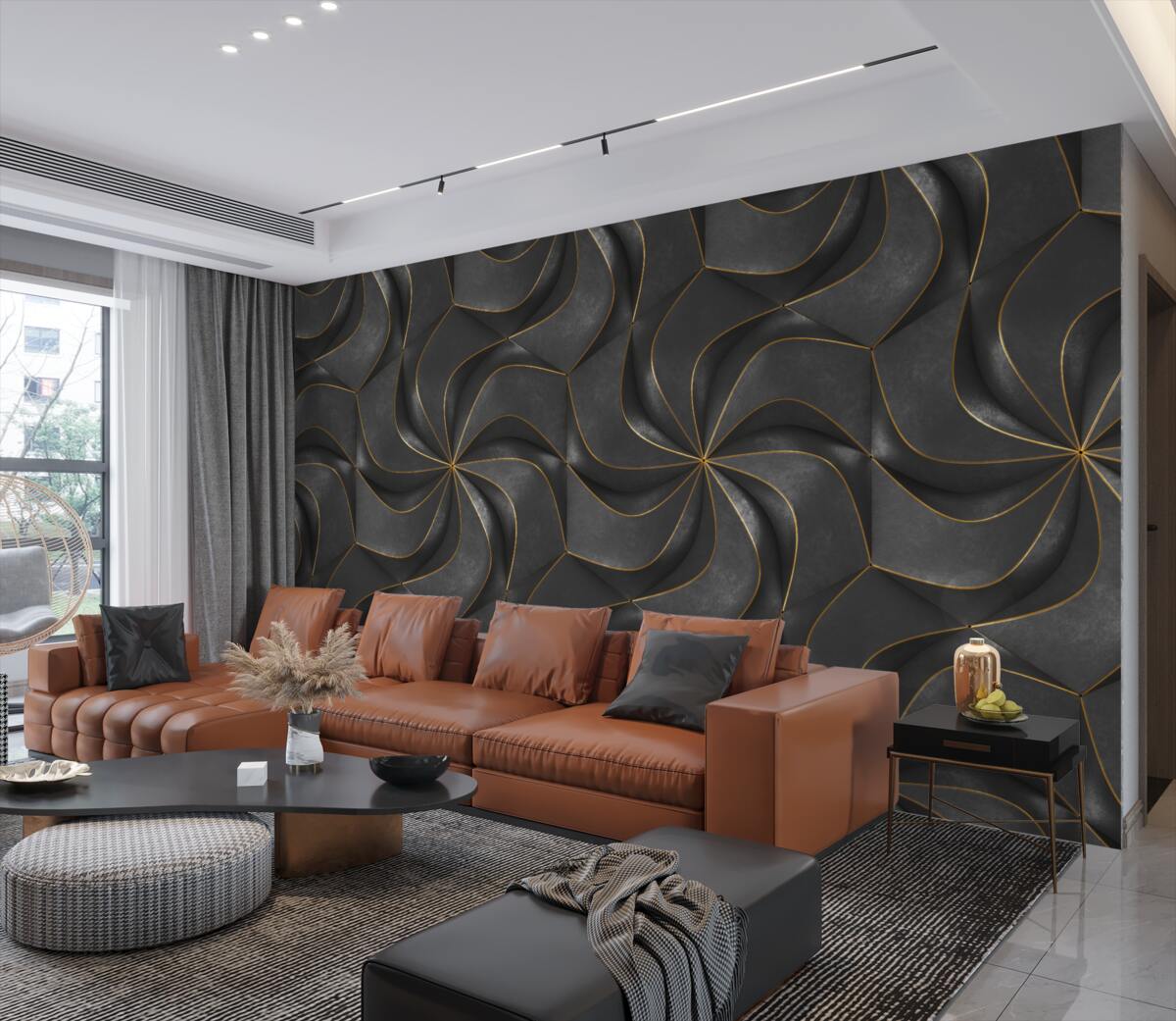 Fototapeta Czarne i złote tekstury wolumetryczne