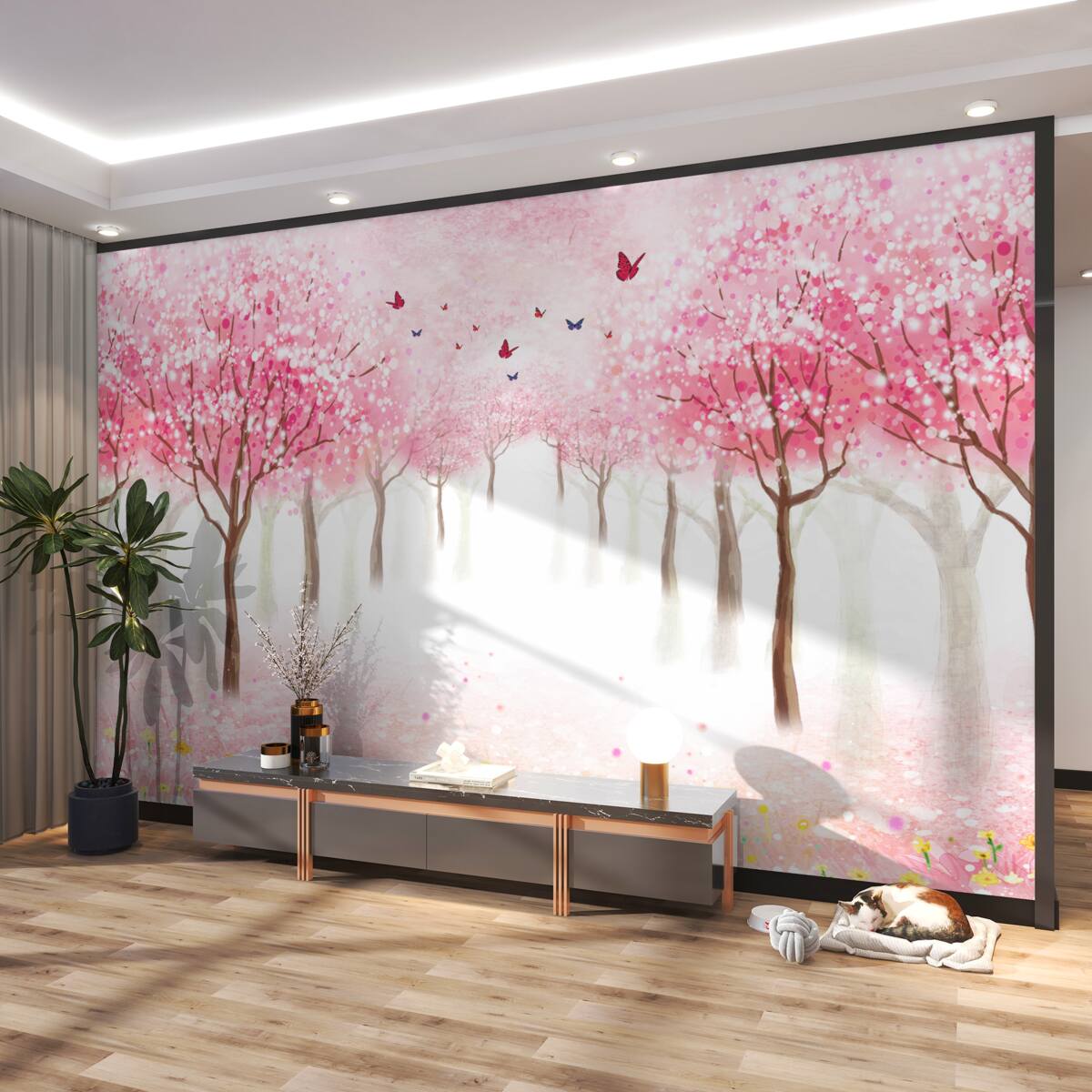 Fototapeta Aleja Sakura w akwareli