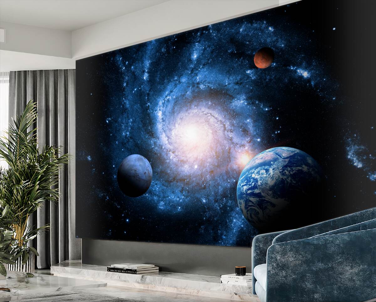 Fototapeta Ciemna przestrzeń z planetami