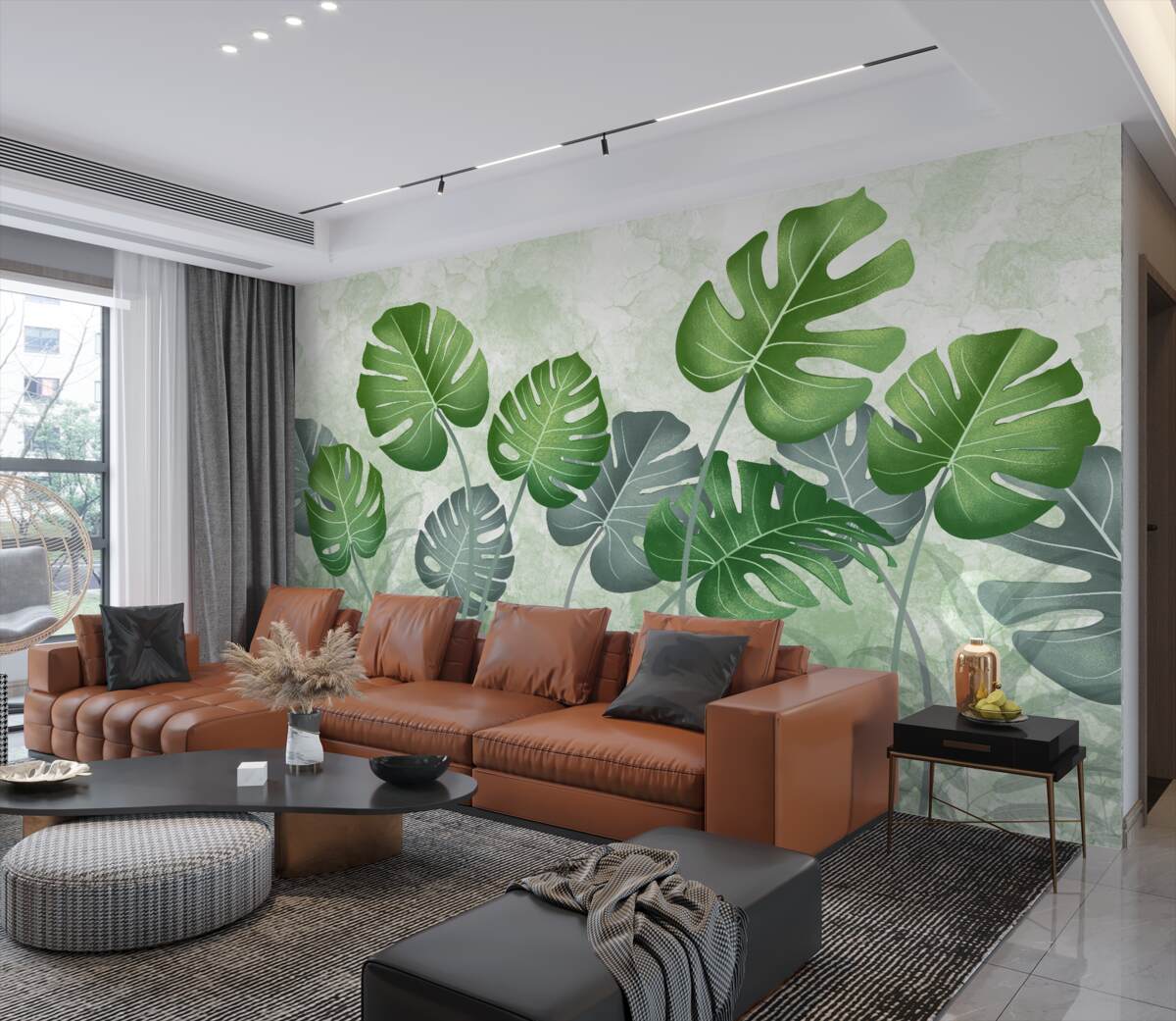 Fototapeta Duże liście paproci i monstery