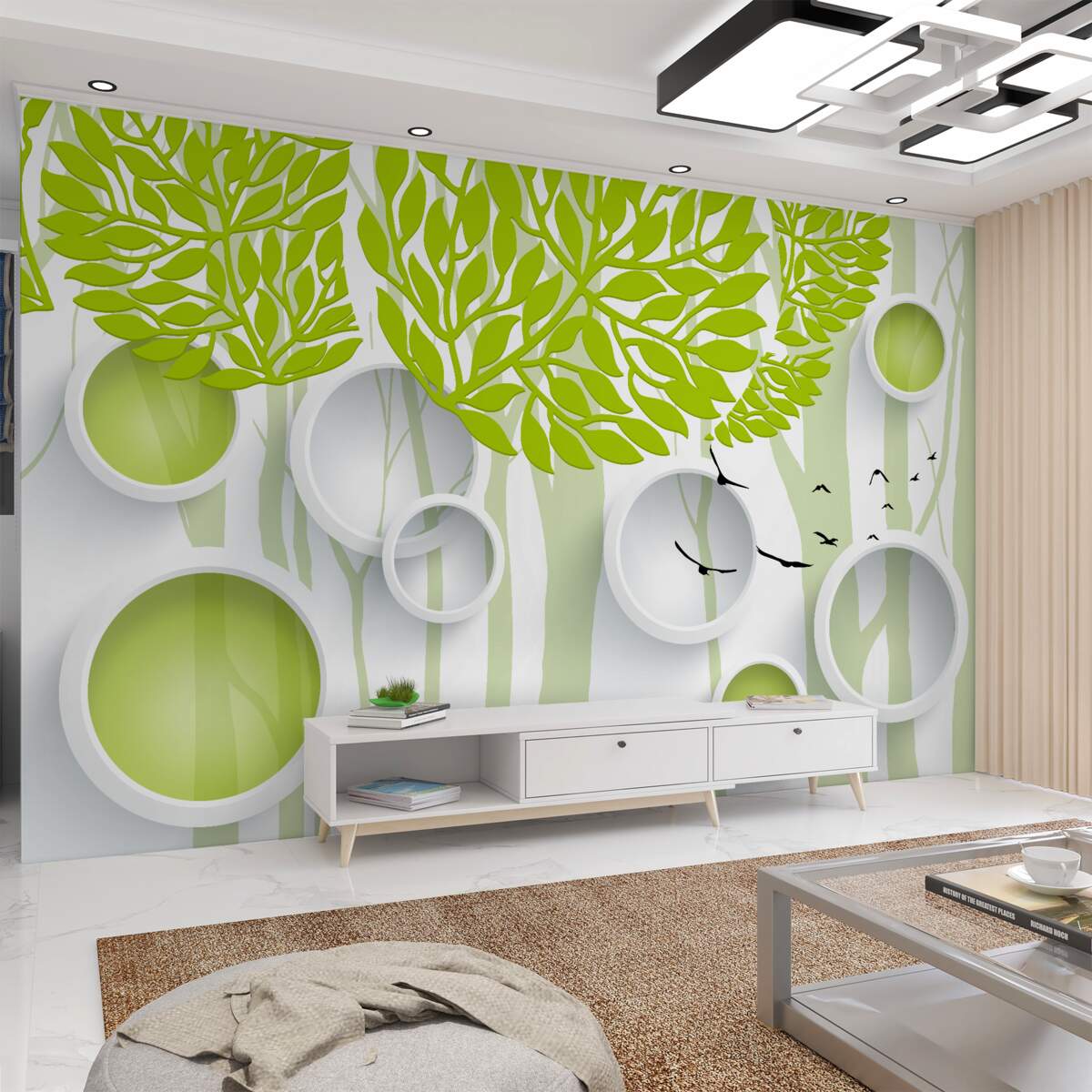 Fototapeta Abstrakcja jasnozielonych wiosennych drzew