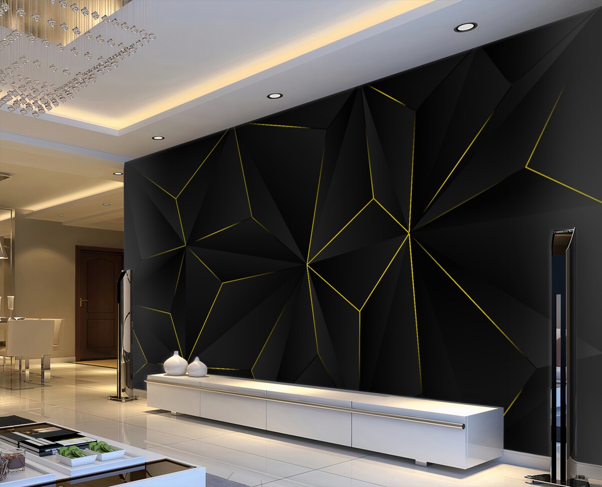 Fototapeta Czarne tło ze złotymi krawędziami kształtów