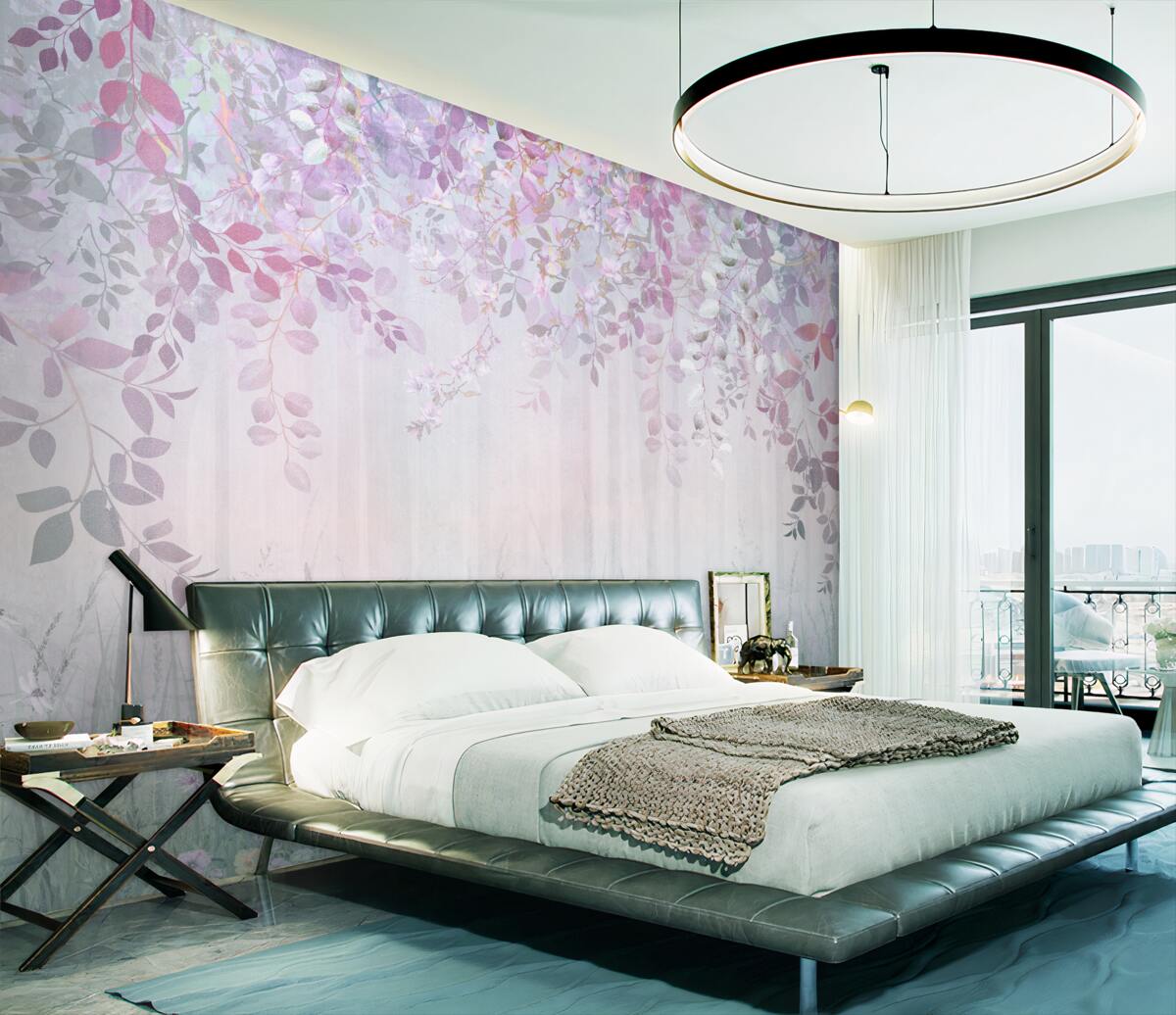 Fototapeta Kolorowe liście w jesiennym lesie rano