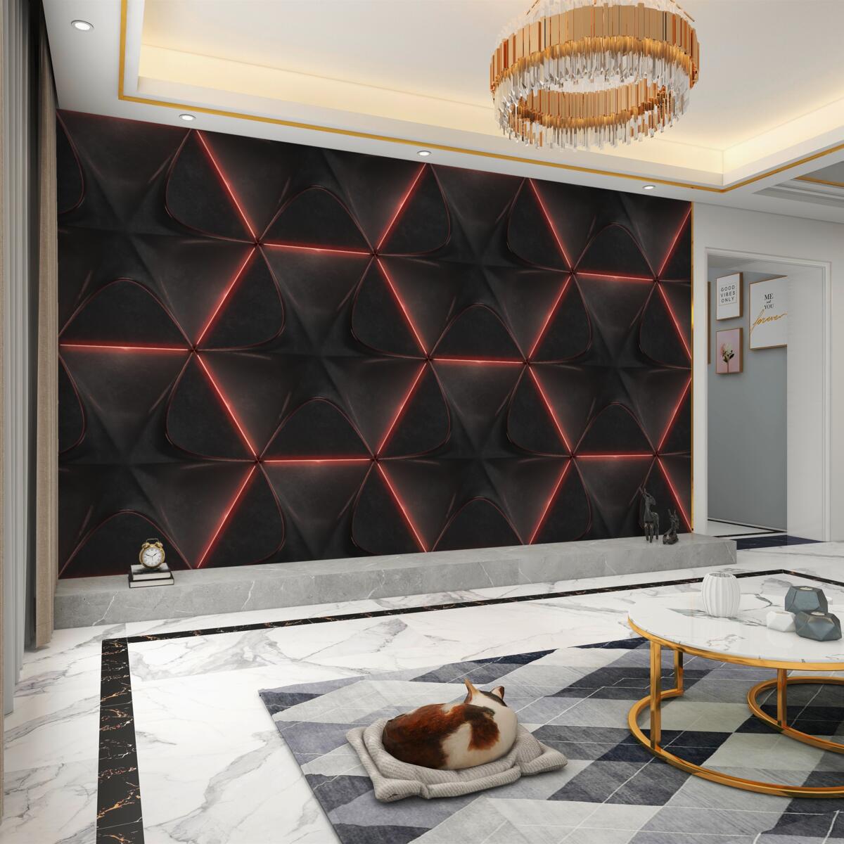 Fototapeta Gładkie pięciokąty z czerwonymi krawędziami