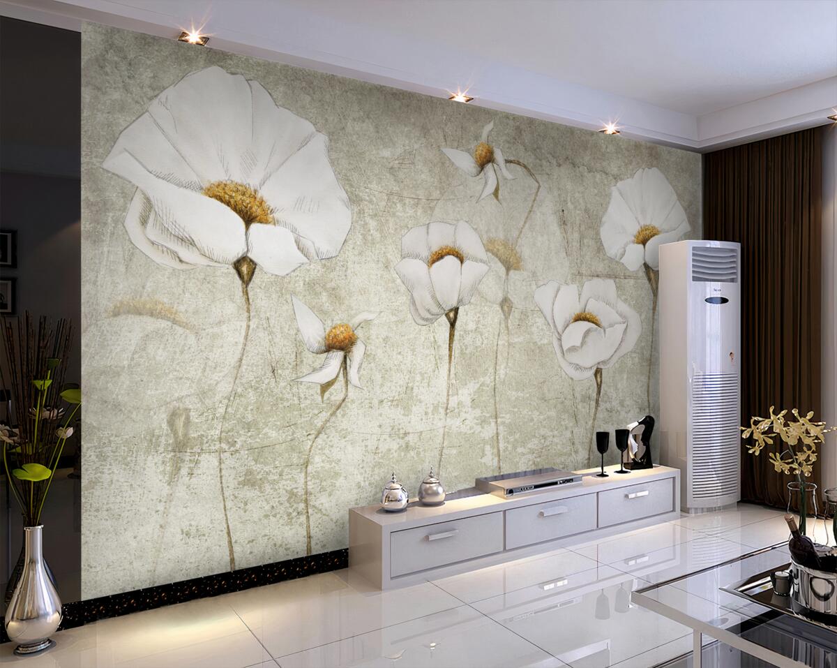 Fototapeta Smukłe, białe kwiaty maku