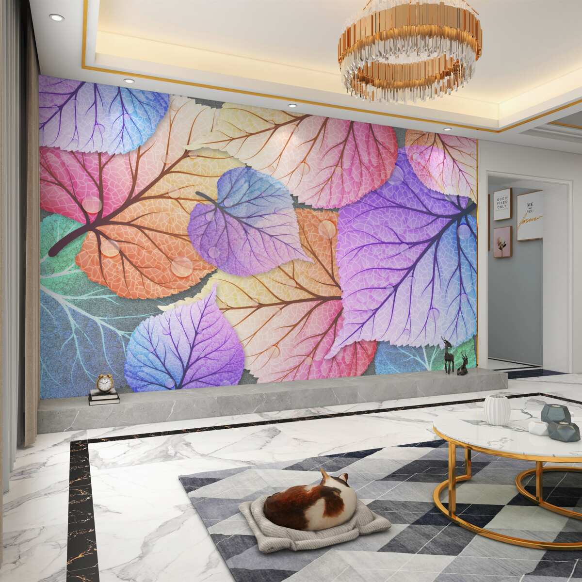 Fototapeta Jesienne liście pokolorowane farbami