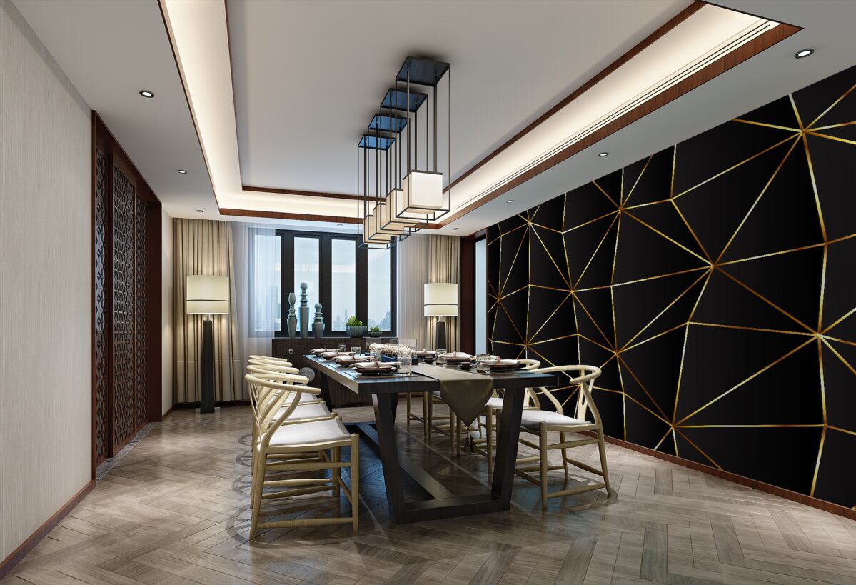 Fototapeta Czarne trójkąty ze złotem