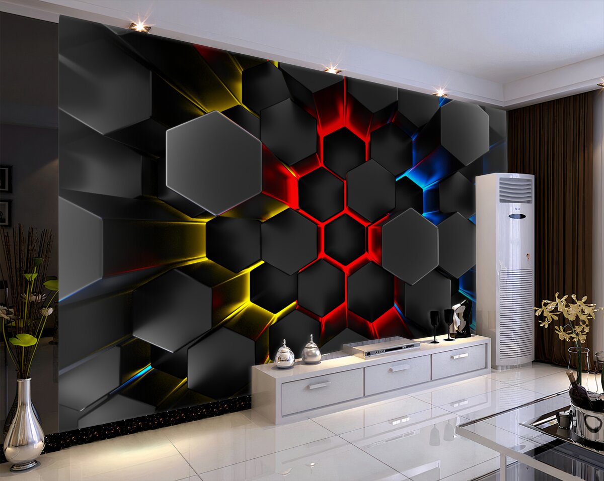 Fototapeta Czarne postacie w wielobarwnym oświetleniu