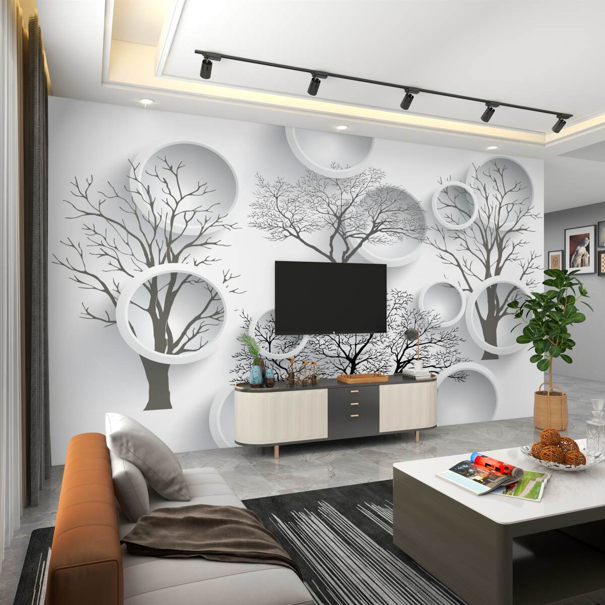 Fototapeta Drzewa i białe kółka