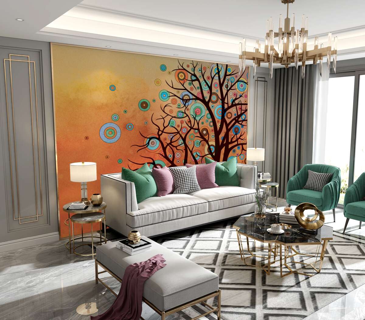 Fototapeta Streszczenie drzewo o zachodzie słońca