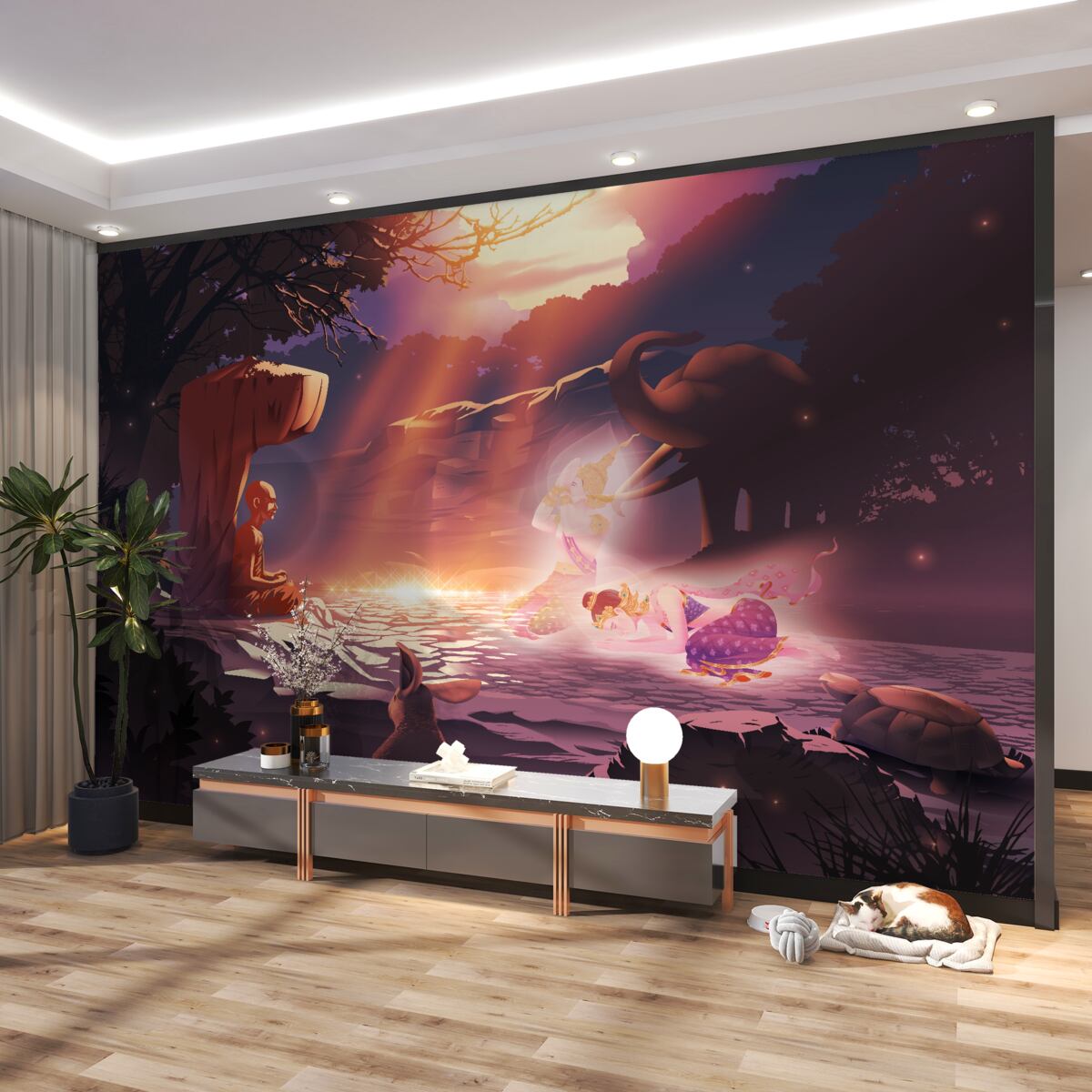 Fototapeta Bajkowe zwierzęta w nocnym lesie